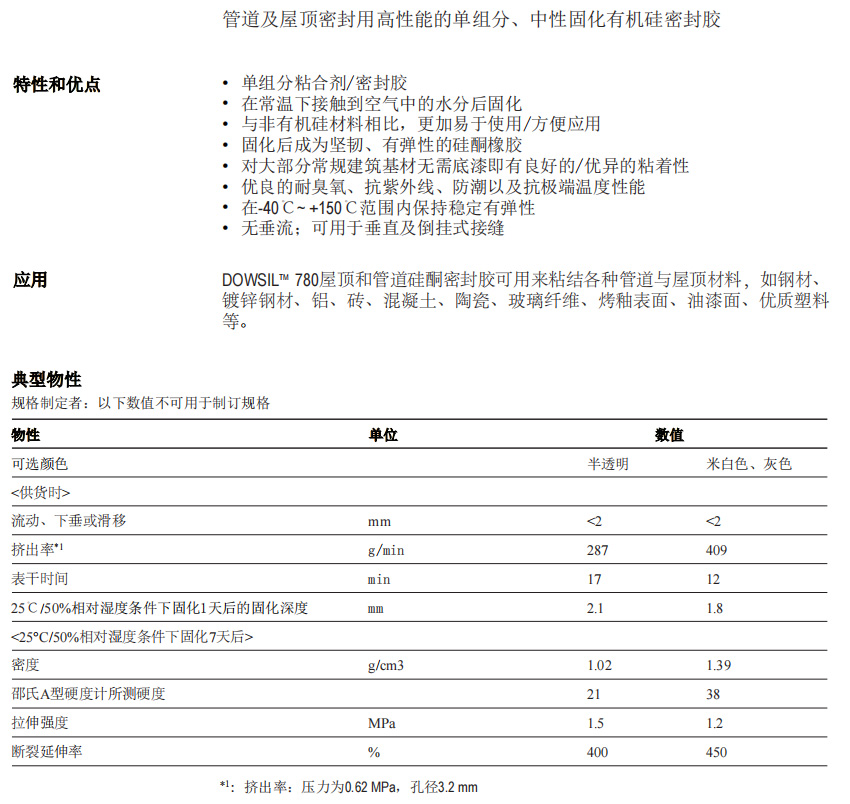 陶熙™ 780屋顶和管道硅酮密封胶